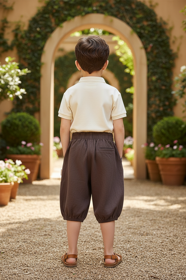 Pantalon Chinois En Lin - Marron - vue 2
