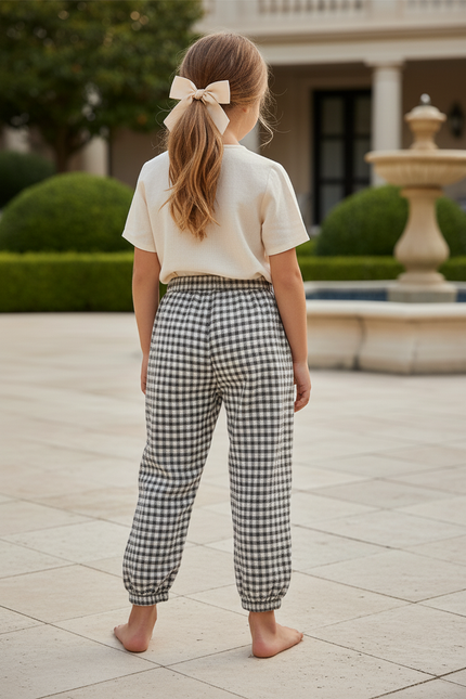 Pantalon En Lin Carreaux Ample Confortable Taille Élastique - Imprimé - vue 2