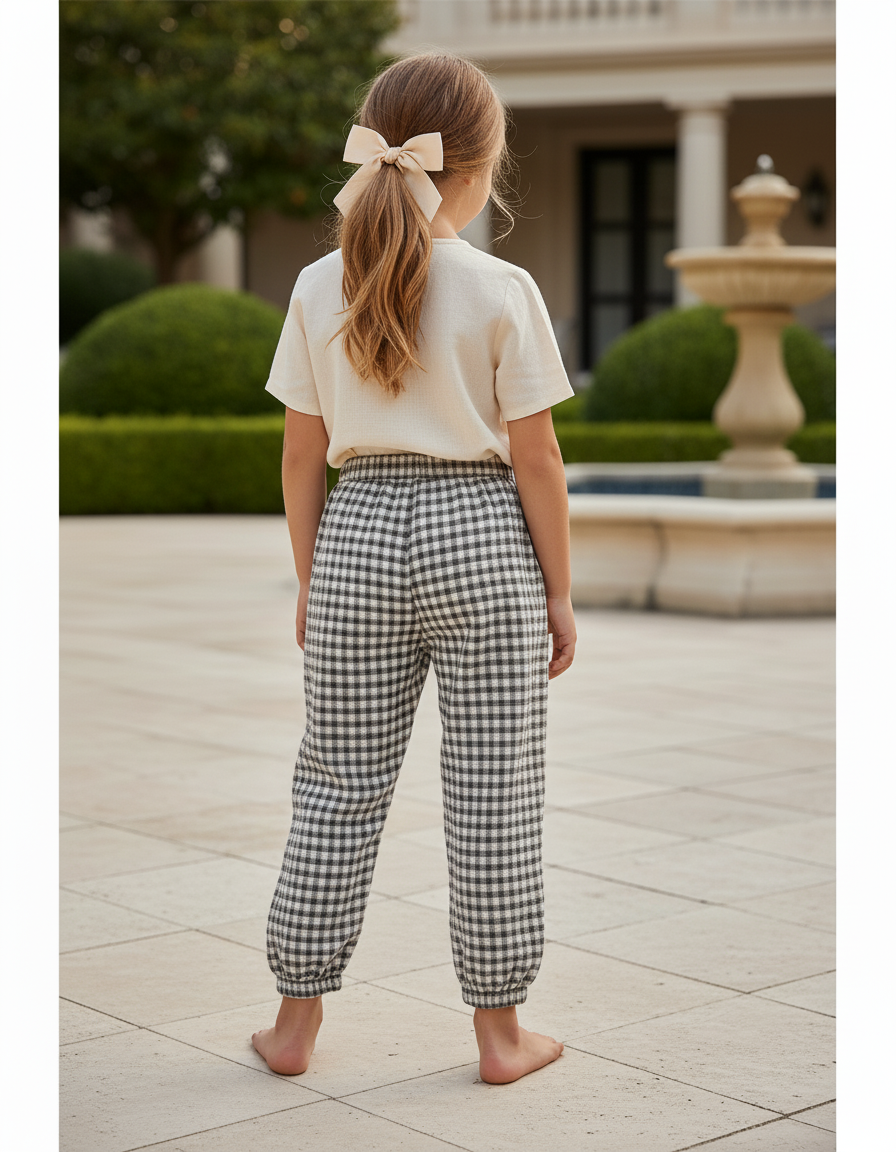 Pantalon En Lin Carreaux Ample Confortable Taille Élastique - Imprimé - vue 2