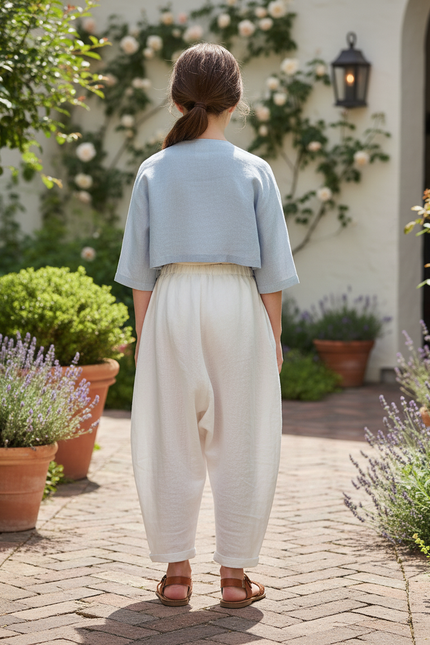 Pantalon En Lin Blanc Ample Vintage Personnalisé Harem - vue 2