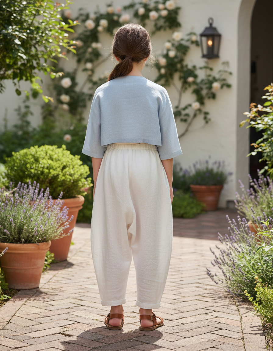 Pantalon En Lin Blanc Ample Vintage Personnalisé Harem - vue 2