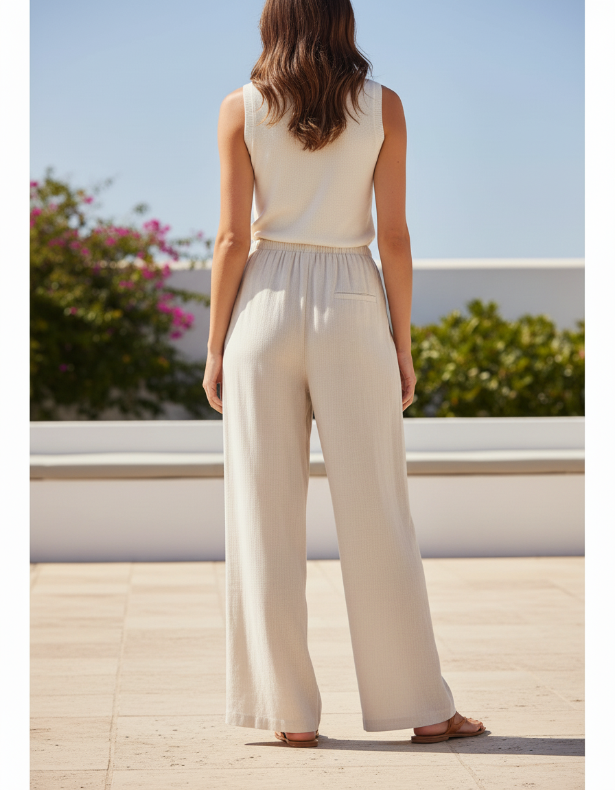Ensemble Pantalon Lin - Beige - vue 2