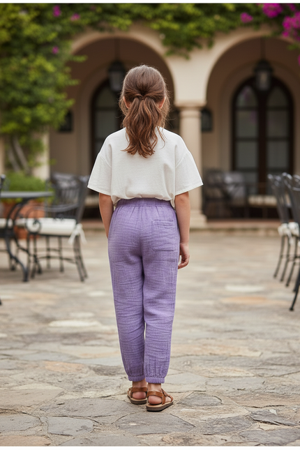 Pantalon En Lin Violet - vue 2