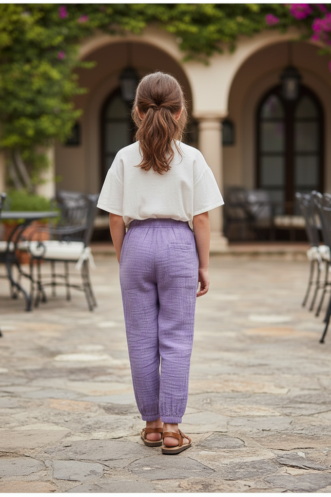 Pantalon En Lin Violet - vue 2