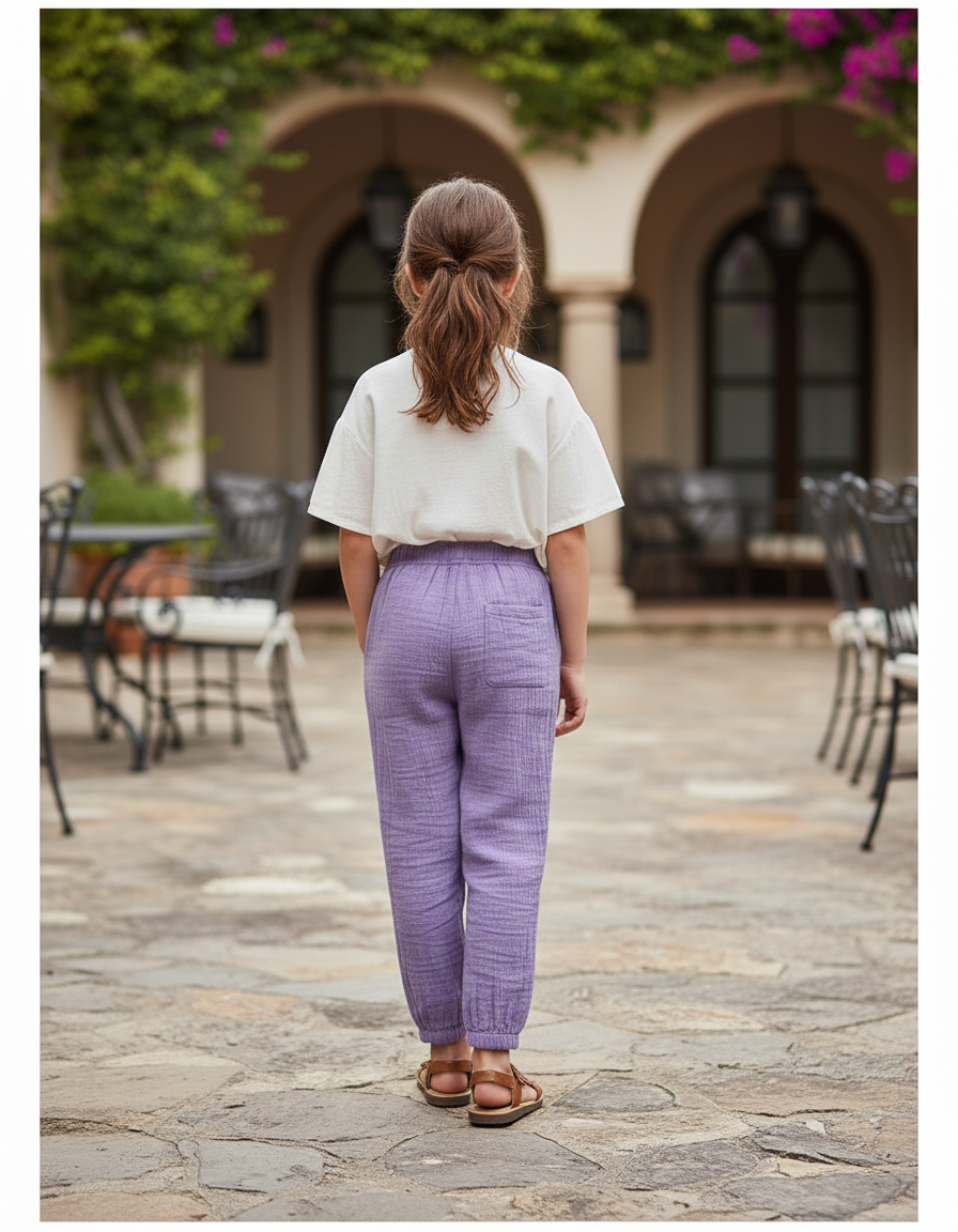 Pantalon En Lin Violet - vue 2
