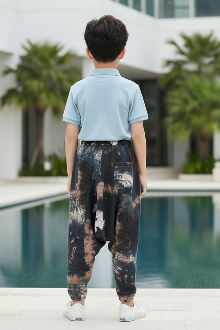 Pantalon En Lin Harem Imprimé Floral Ample Garçon - vue 2