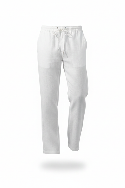 Pantalon Lin Homme Blanc - vue 3