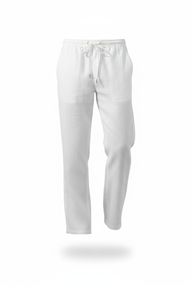Pantalon Lin Homme Blanc - vue 3