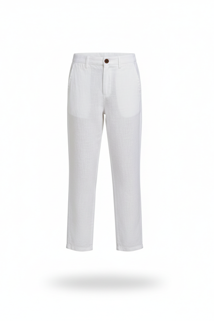 Pantalon En Lin Blanc Droit Enfant Léger Décontracté - vue 3