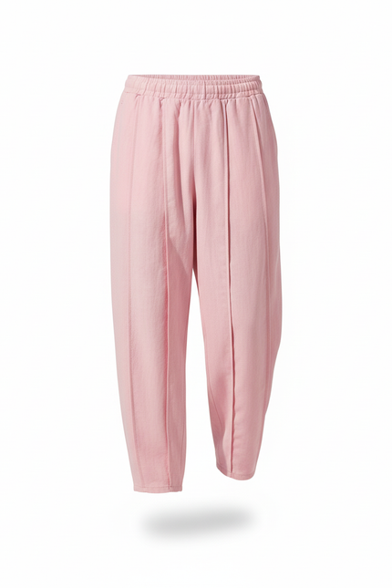 Pantalon En Lin Rose Ample Décontracté Plissé Homme - vue 3