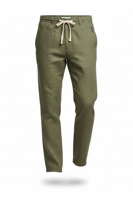 Pantalon Kaki En Lin - vue 3