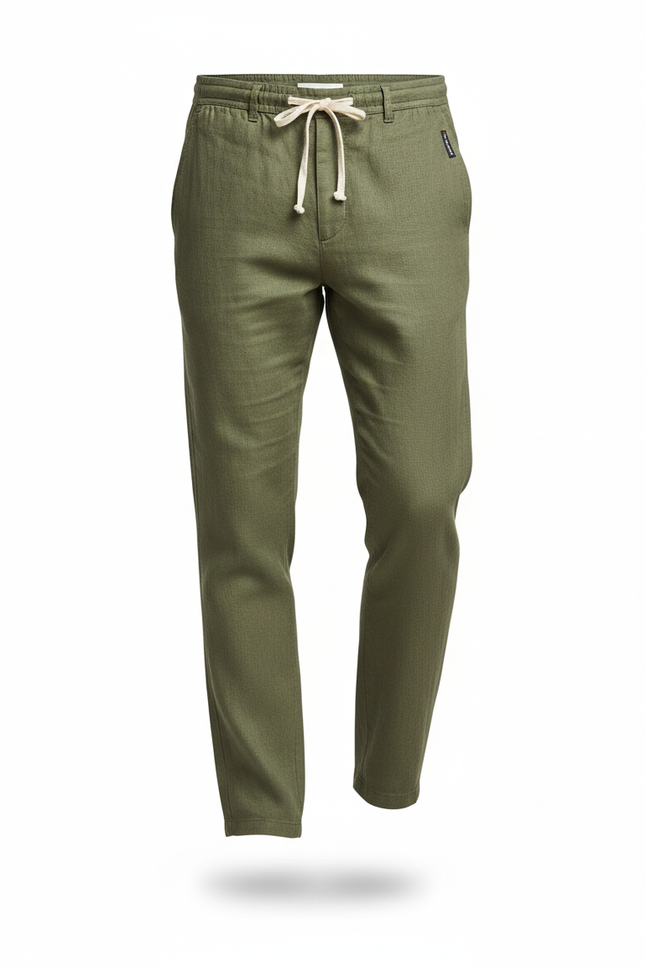 Pantalon Kaki En Lin - vue 3