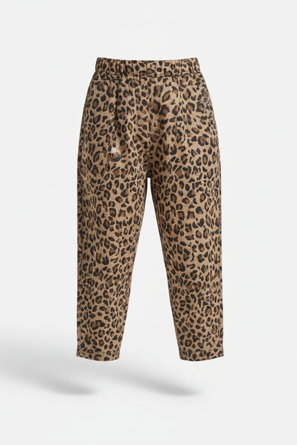 Pantalon En Lin Léopard Ample Décontracté Enfant - Imprimé - vue 3