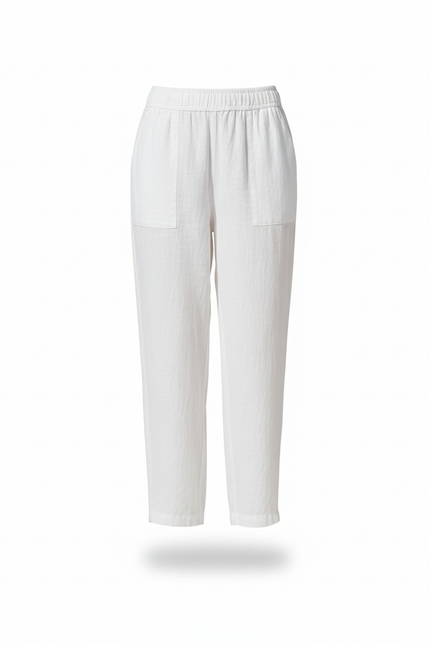 Pantalon En Lin Blanc Ample Décontracté Harem Femme - vue 3