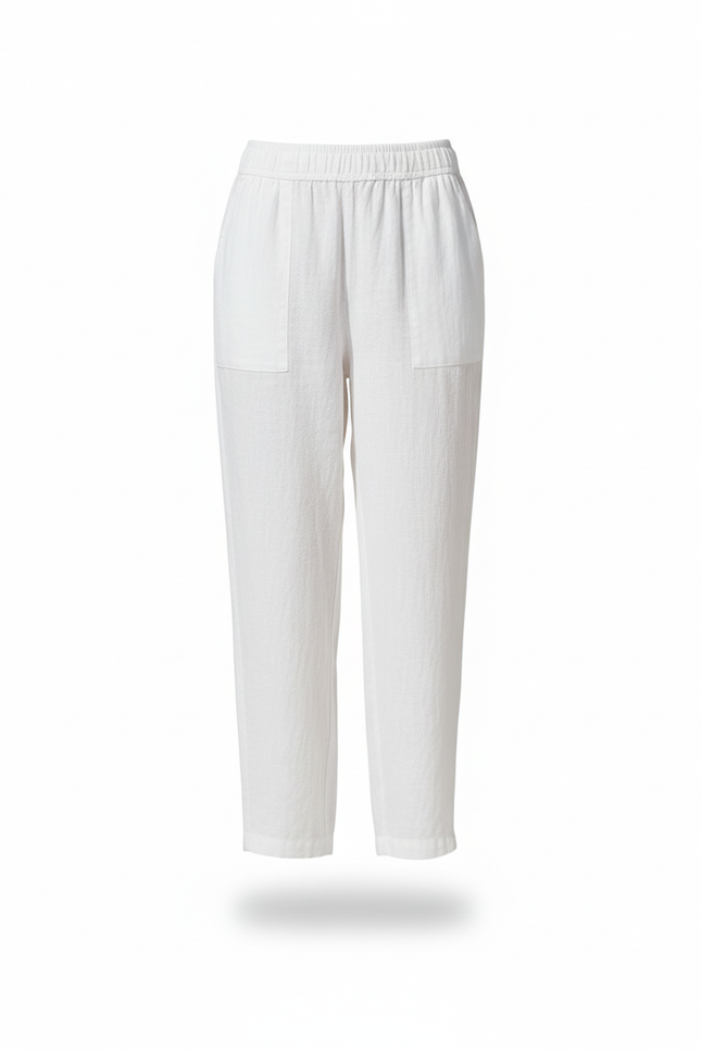 Pantalon En Lin Blanc Ample Décontracté Harem Femme - vue 3