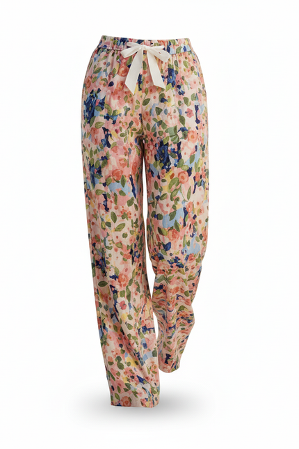 Pantalon En Lin Imprimé Floral Fluide Estival - Multicolore - vue 3