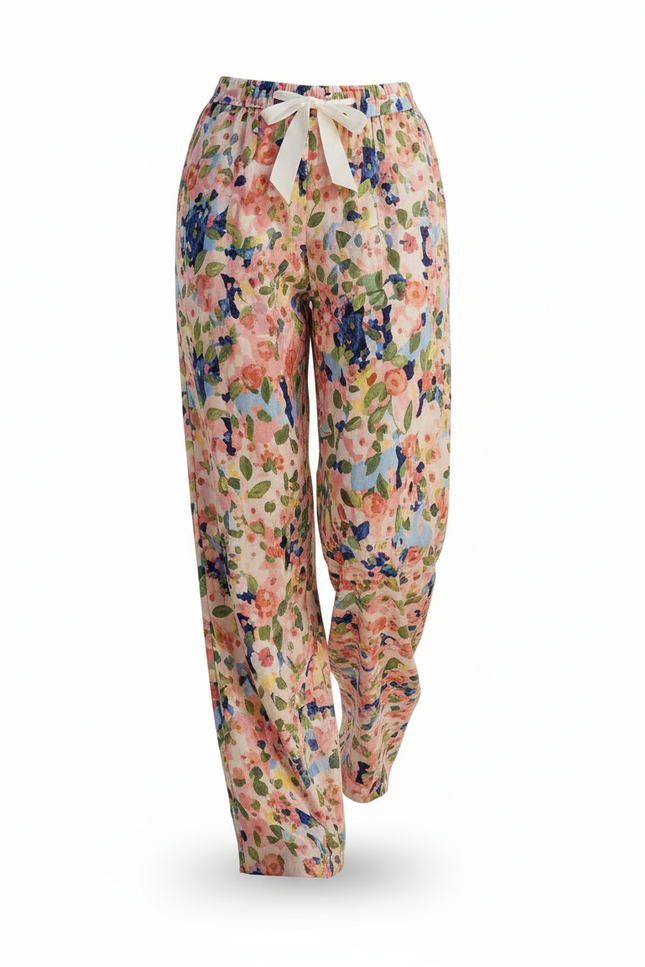 Pantalon En Lin Imprimé Floral Fluide Estival - Multicolore - vue 3