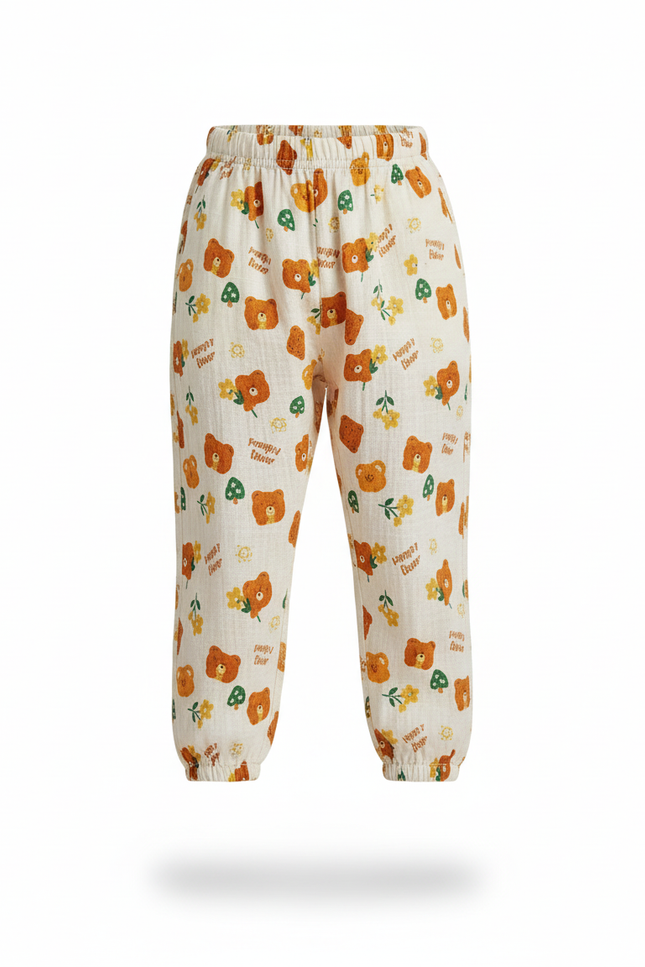 Pantalon En Lin Ample Imprimé Ours Floral Enfant - vue 3