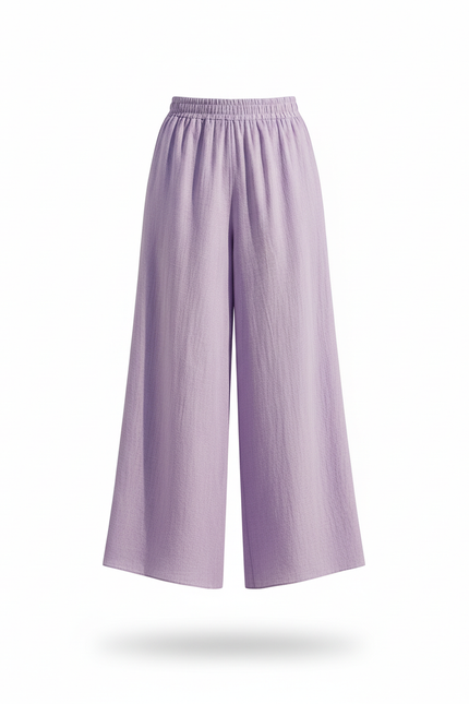 Pantalon En Lin Ample Fluide Violet Décontracté - vue 3