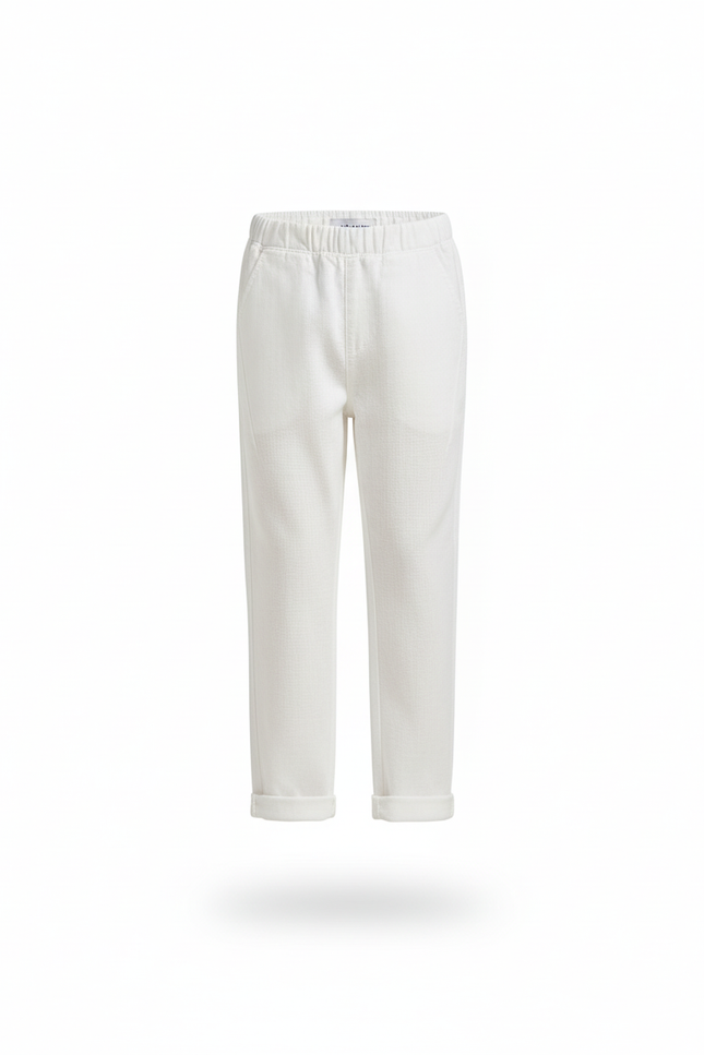 Pantalon En Lin Blanc Cassé Garçon Décontracté Simple - vue 3