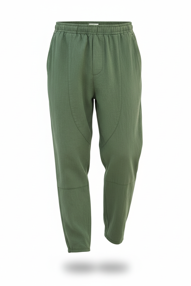 Pantalon En Lin Vert Ample Décontracté Homme Coton - vue 3