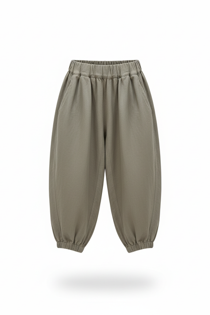 Pantalon En Lin Harem Ample Coton Enfant Garçon Fille - Kaki - vue 3