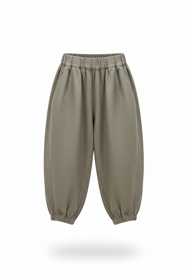 Pantalon En Lin Harem Ample Coton Enfant Garçon Fille - Kaki - vue 3