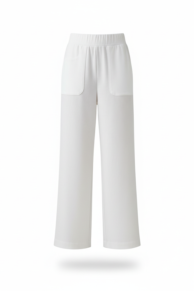 Pantalon En Lin Blanc Ample Fluide Taille Haute Chic - vue 3