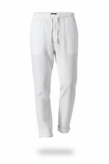 Pantalon En Lin Blanc Décontracté Léger Homme - vue 3
