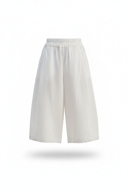 Pantalon En Lin Blanc Ample Enfant Culotte Courte - vue 3