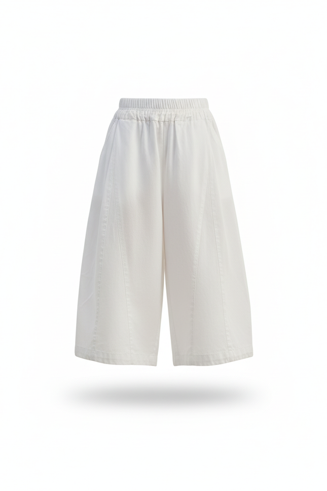 Pantalon En Lin Blanc Ample Enfant Culotte Courte - vue 3