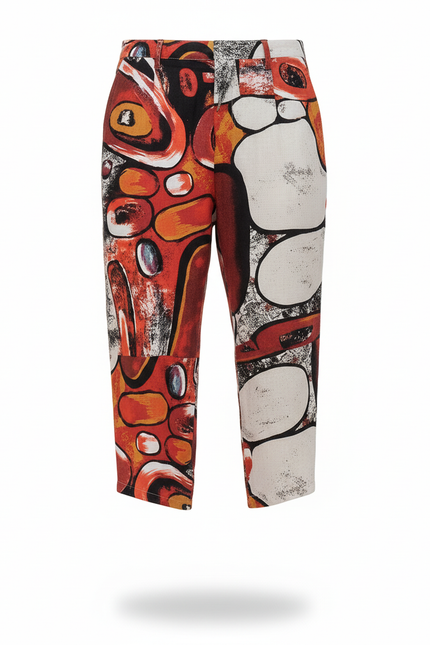Pantalon En Lin Harem Imprimé Abstrait Décontracté Homme - Multicolore - vue 3