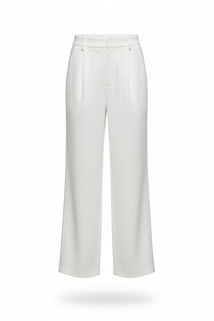 Pantalon En Lin Blanc Ample Décontracté Fluide Élégant - vue 3