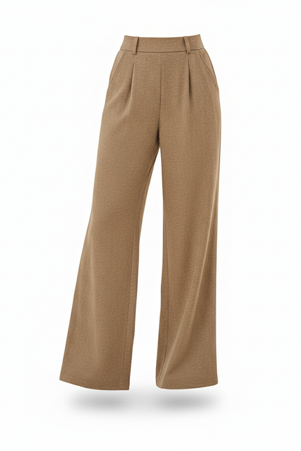 Pantalon En Lin Plissé Ample Beige Décontracté Élégant - vue 3