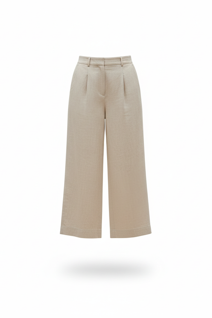 Pantalon Beige Femme Lin - vue 3