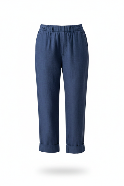 Pantalon Bleu Marine Lin - vue 3