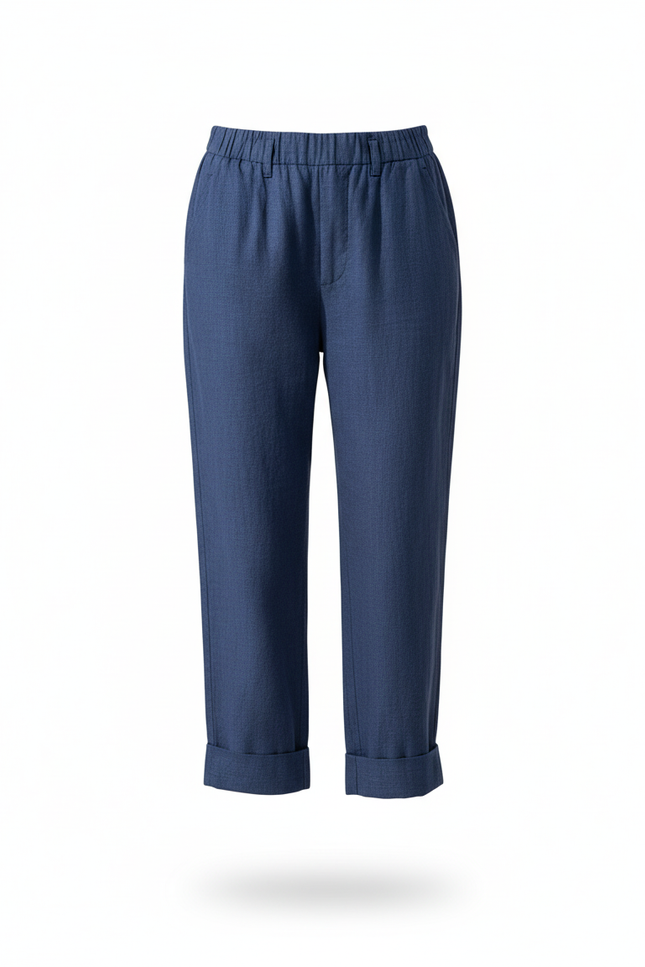 Pantalon Bleu Marine Lin - vue 3