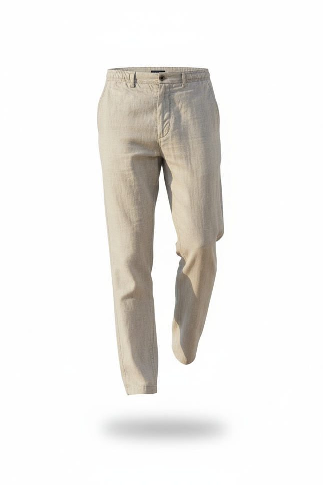 Pantalon En Lin Homme Droit Décontracté Léger Gris Clair - vue 3