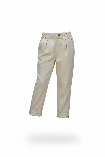 Pantalon En Lin Beige Ample Décontracté Enfant Léger - vue 3
