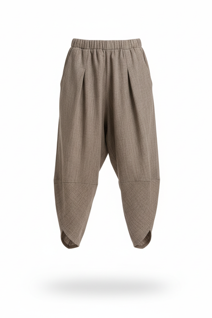 Pantalon En Lin Harem Ample Plissé Marron Enfant - vue 3