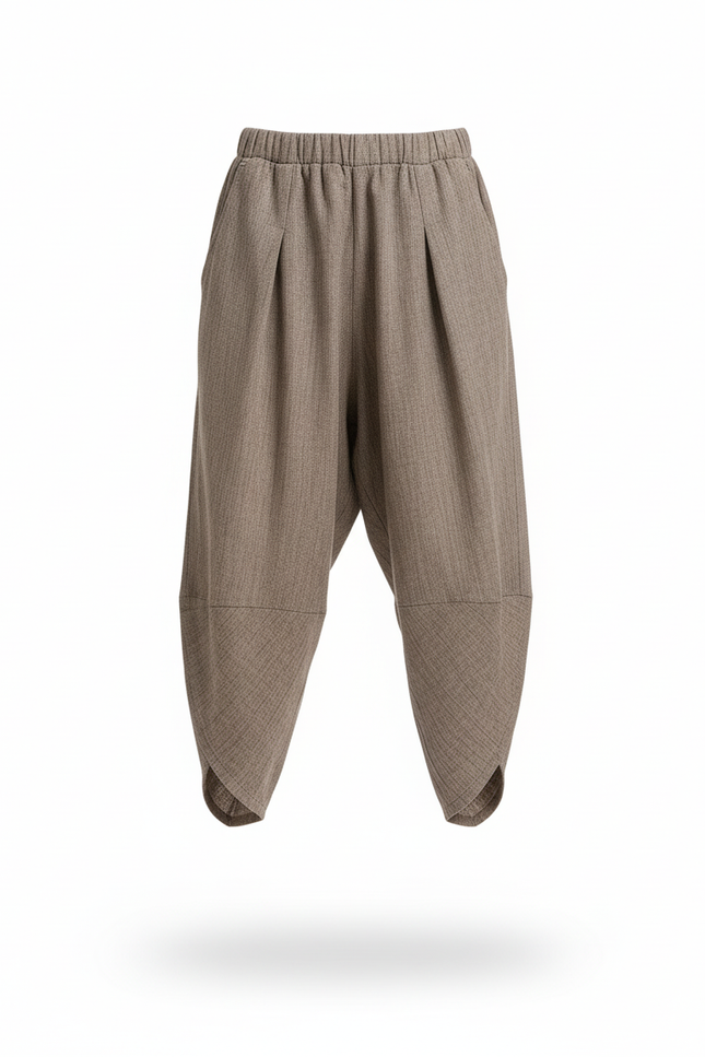 Pantalon En Lin Harem Ample Plissé Marron Enfant - vue 3