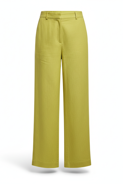 Pantalon En Lin Jaune Ample Fluide Décontracté Léger - vue 3