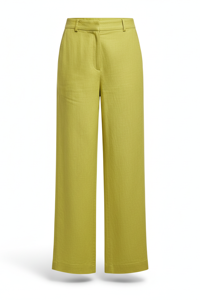 Pantalon En Lin Jaune Ample Fluide Décontracté Léger - vue 3