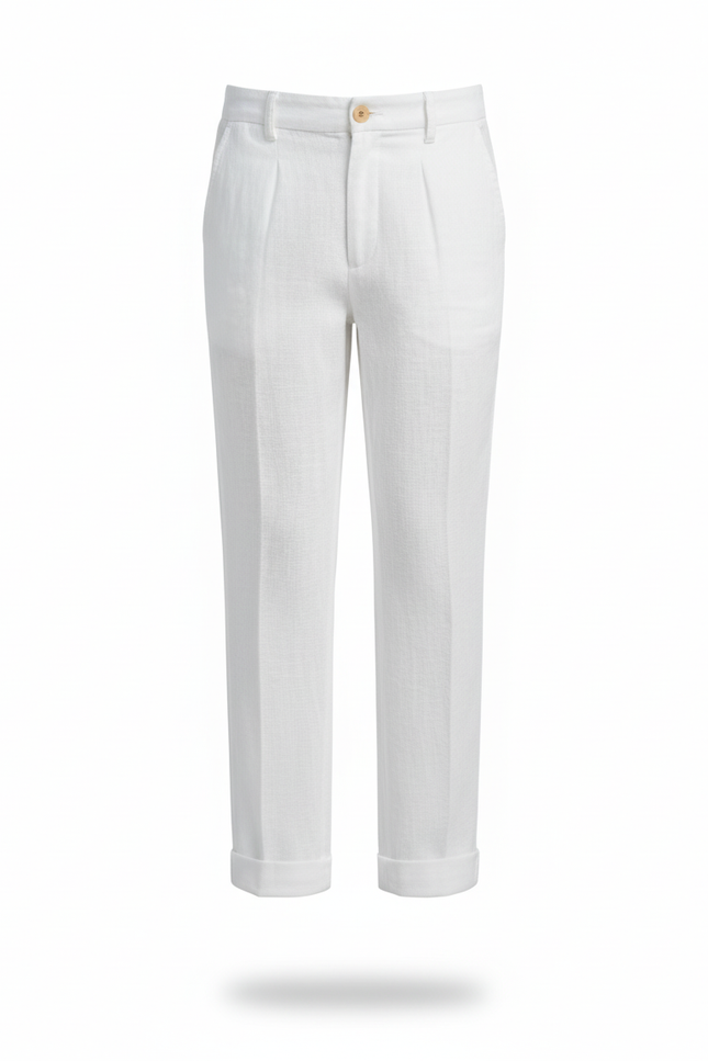 Pantalon En Lin Blanc Décontracté Léger Enfant - vue 3