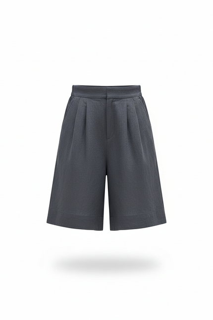 Pantalon En Lin Gris Ample Décontracté Court Fille - vue 3
