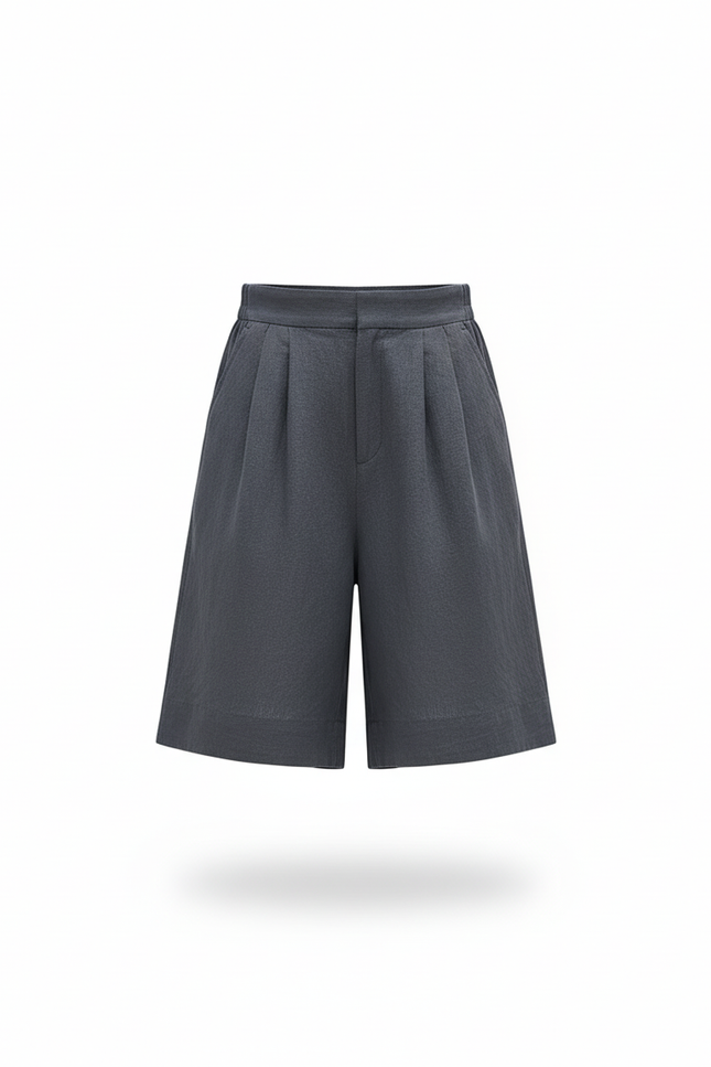 Pantalon En Lin Gris Ample Décontracté Court Fille - vue 3