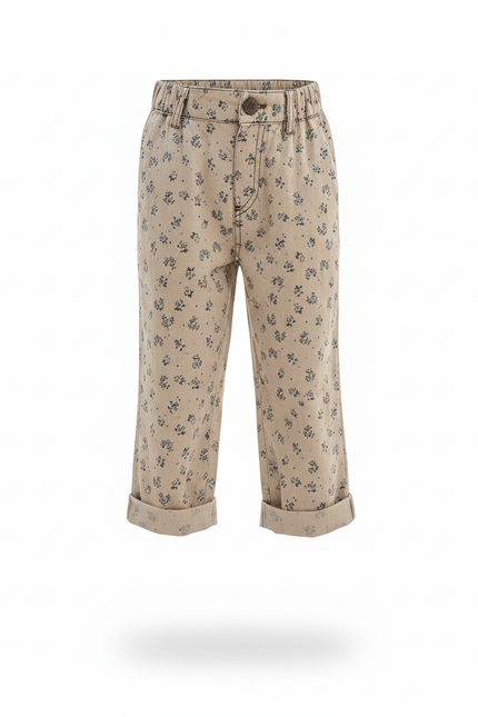 Pantalon En Lin Beige Floral Ample Enfant - vue 3