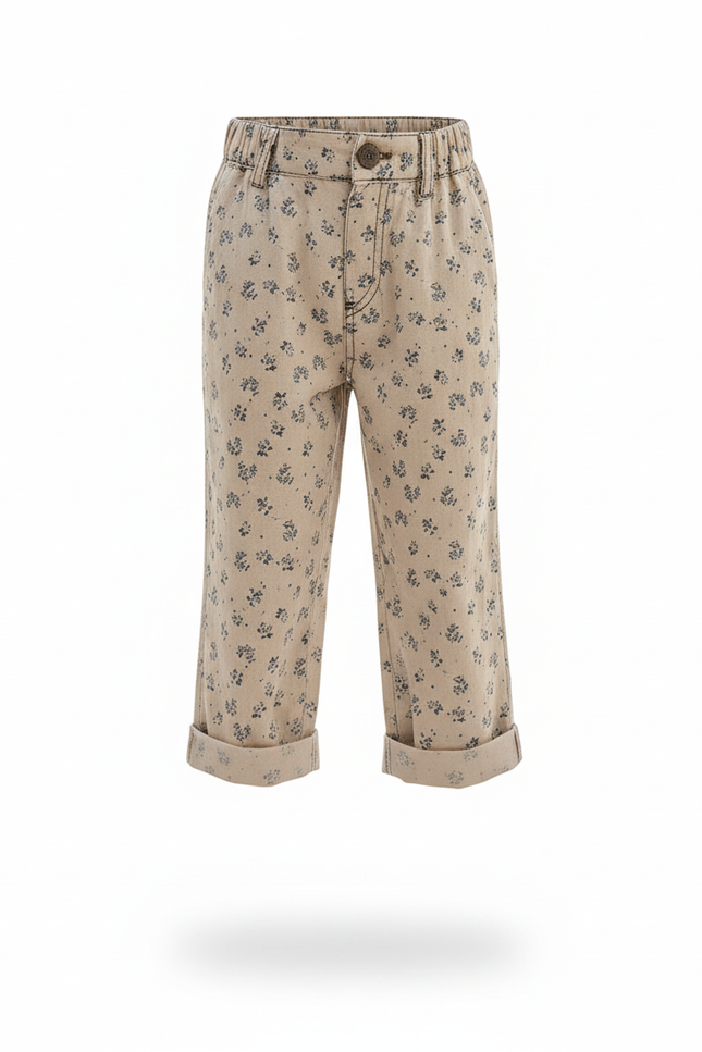 Pantalon En Lin Beige Floral Ample Enfant - vue 3