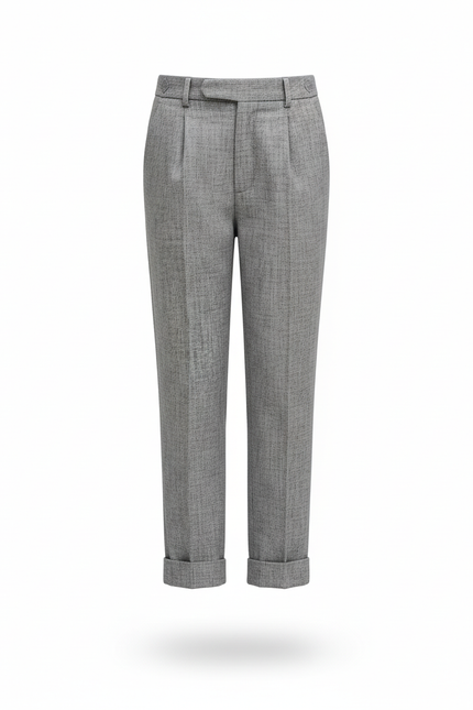 Pantalon En Lin Gris Plissé Droit Enfant - vue 3