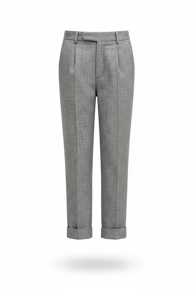 Pantalon En Lin Gris Plissé Droit Enfant - vue 3